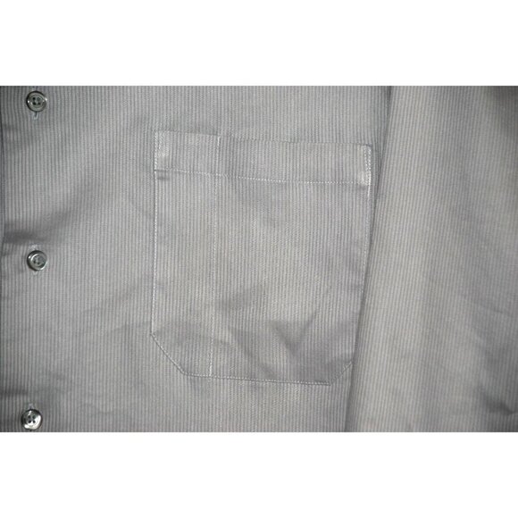 Kenneth Cole Gray Micro Striped Dress Shirt Size XL 17 32-33 Slim Fit Career - Picture 3 of 8